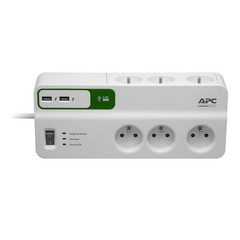 APC PM6U-FR SurgeArrest Essential, přepěťová ochrana 230V, 6 zásuvek + 2x USB nabíječka 5V, 2.4A