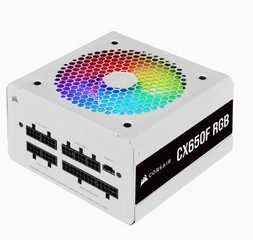 CORSAIR zdroj 650W CX650F RGB White MODULAR 80Plus Bronze certifikace s aktivnim PFC (RGB osvětlení, ventilátor 120 mm) modulární