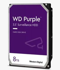 WDC WD84PURZ hdd 8TB SATA3-6Gbps třída 5640rpm PURPLE 128MB (řada PURPLE pro sledovací systémy a kamery) 194MB/s AllFrame AI