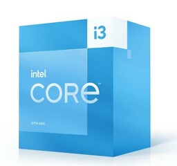 INTEL cpu CORE i3-13100 socket1700 Raptor Lake BOX 60W/89W 13.generace (od 3.4GHz do 4.5GHz, 4x jádro, 4x vlákno, 5+12MB cache, pro DDR4 do 3200, pro DDR5 do 4800) grafika, virtualizace