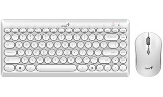 GENIUS klávesnice+myš LuxeMate Q8000, bezdrátový, RETRO, CZ+SK layout, 2,4GHz, mini USB přijímač, bílá