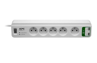 APC PM5U-FR SurgeArrest Essential, přepěťová ochrana 230V, 5 zásuvek + 2x USB nabíječka 5V, 2.4A